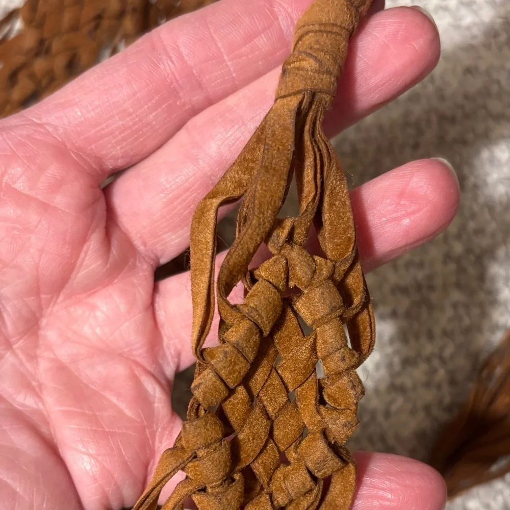 Boho Braided Fringe Belt in Brown